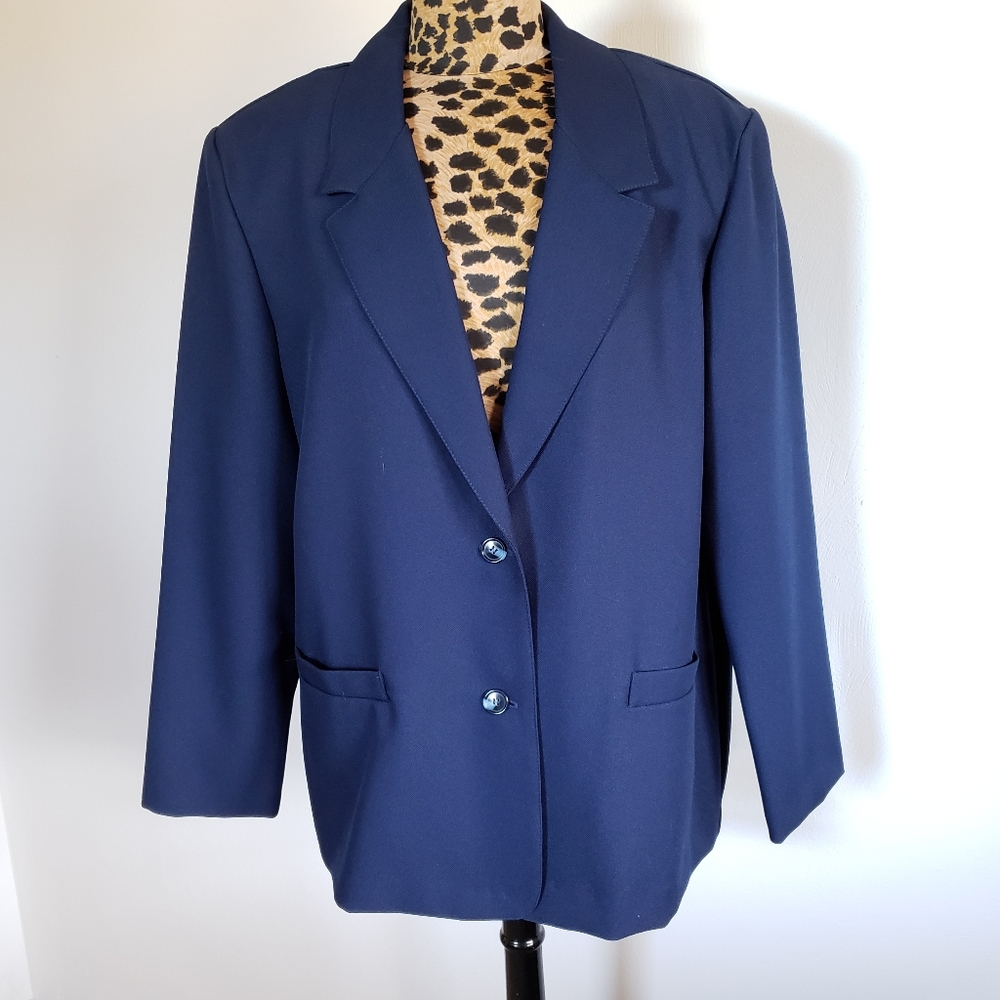 ALFRED DUNNER Navy Blue Blazer